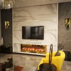 Electric Fireplace 72"x20" Gold